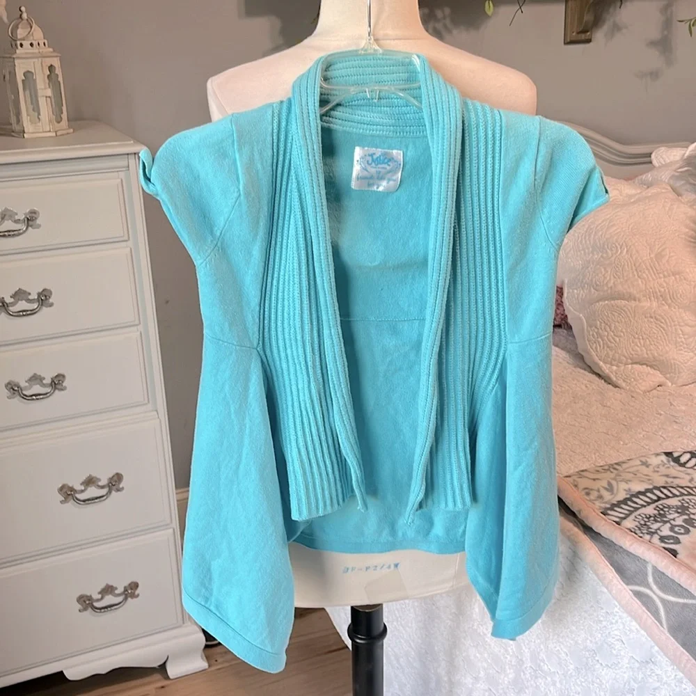 Justice Sky Blue Open Sweater